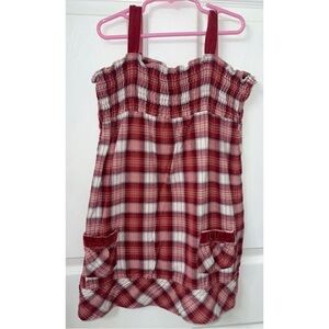 Mossimo Supply Co. Girls plaid red/white 6/6x Velvet Straps & Pocket Dress